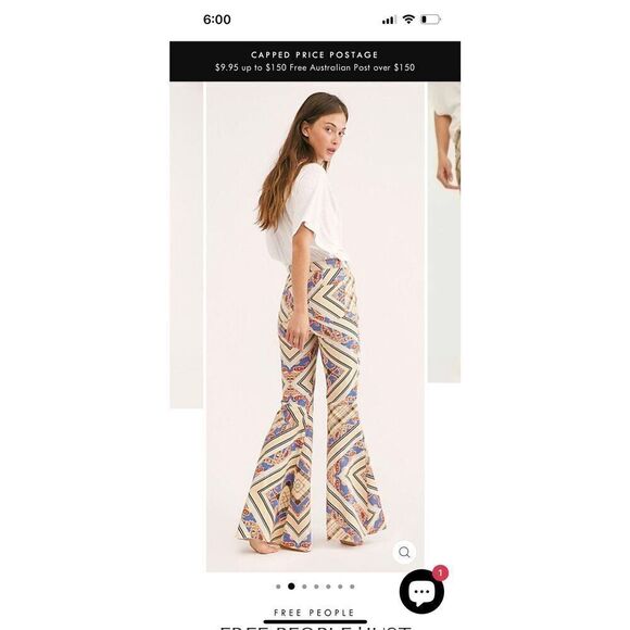 Free People Paisley Plaid Bell bottom Pants Sz 26 - Picture 2 of 11
